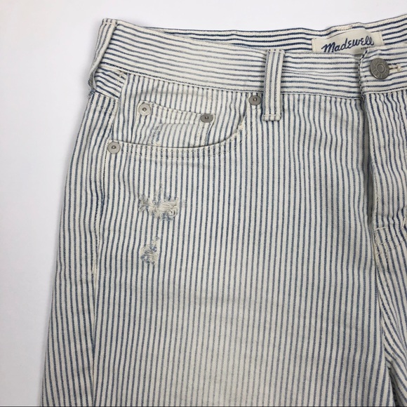 Madewell Distressed Railroad Striped Shorts - Picture 2 of 8